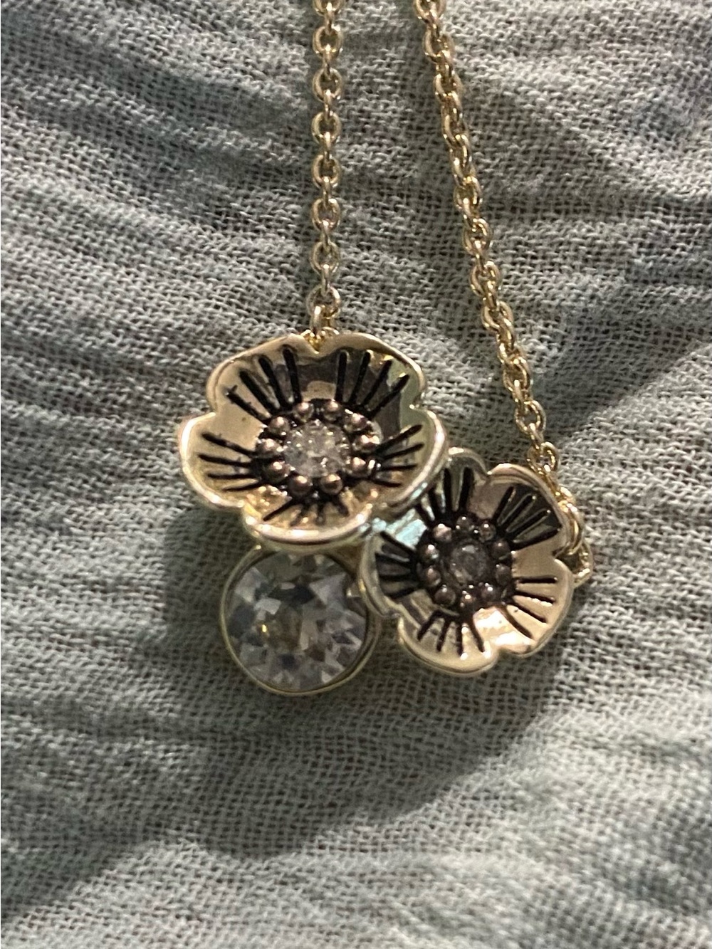 Coach Petite Tea Rose Pendant Necklace